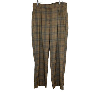 Women's Large Old Navy Taylor Wide Leg Trouser Brown Plaid Stretch Pants